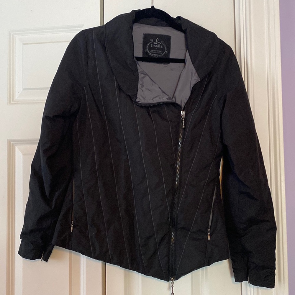 Prana asymmetric zipper lightweight jacket medium black